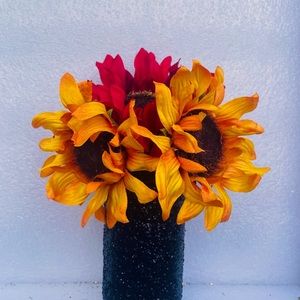 Fall decor mason jar with flowers